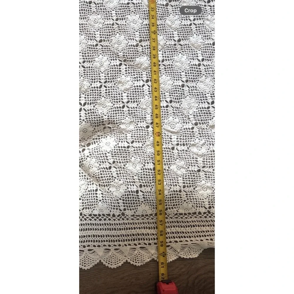 Vintage Handmade White Crochet Doily IMPERFECT Large Lace Table Topper READ MORE